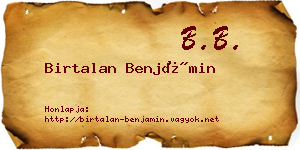 Birtalan Benjámin névjegykártya
