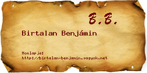 Birtalan Benjámin névjegykártya
